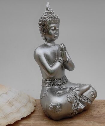 Statuette Bouddha priant couleur argent Thaïlande
